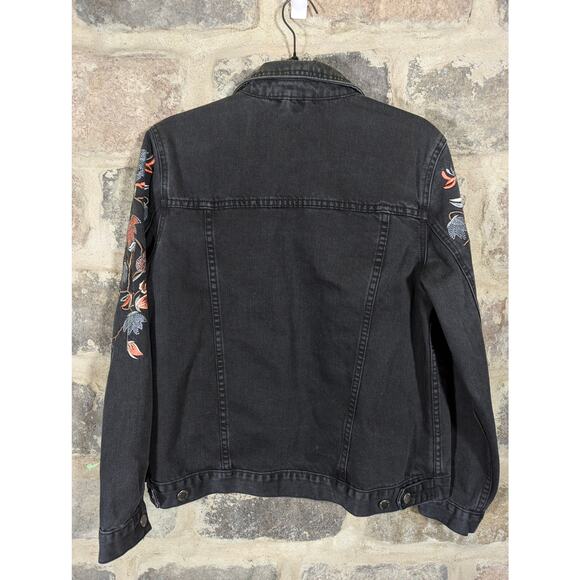 Embroidered Black Denim Jacket - Picture 6 of 12